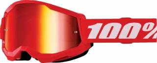 Dětské motokrosové brýle 100% STRATA 2 RED s červeným zrcadlovým objektivem