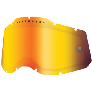 Dvojité náhradní plexi pro motokrosové brýle 100% STRATA 2 , ACCURI 2 , RACECRAFT 2 - zrcadlové kouřové červené, s ventilací