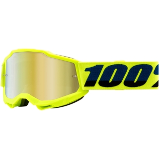 Dětské motokrosové brýle 100% ACCURI 2 JUNIOR Fluo Yellow zlaté kouřové zrcadlové plexi 