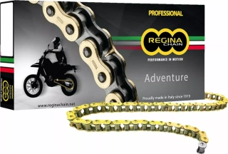 Motocyklový řetěz REGINA 520 ZRE GB barva zlatá, počet článků 108C+RS+RH