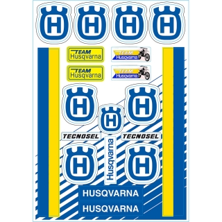 Sada retro/vintage polepů na motocykl TECNOSEL STICKERS SHEET HUSQVARNA