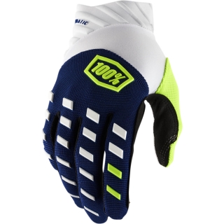 Motokrosové a MTB rukavice 100% AIRMATIC bílá/navy modrá - pár 