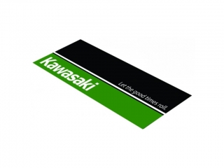 a Velký koberec - rohožka pod motocykl FIM KAWASAKI GOOD TIMES zeleno/černý 803, rozměry 80×250 cm