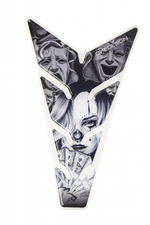 Samolepka - tank pad na nádrž motocyklu ONEDESIGN MAX WOMAN W/ SKULL rozměry 223 mm X 134 mm