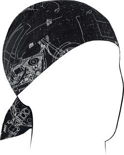 Bavlněný šátek na hlavu / pirátka ZANHEADGEAR FLYDANNA COTTON MOTO BLUEPRINT Z623