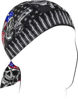 Bavlněný šátek na hlavu / pirátka ZANHEADGEAR FLYDANNA COTTON USA GUNSKULL Z711
