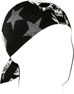 Šátek na hlavu / pirátka ZANHEADGEAR FLYDANNA SPORTFLEX PATRIOT UCAM ZL455, barva černá/bílá/šedá