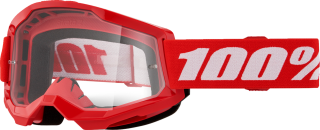 a Motokrosové brýle 100% STRATA 2 RED červené s čirým objektivem