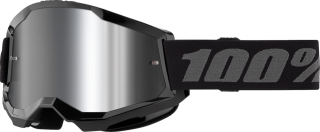 Motokrosové brýle 100% STRATA 2 BLACK se stříbrným zrcadlovým objektivem