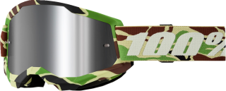 Motokrosové brýle 100% STRATA 2 WAR CAMO se stříbrným zrcadlovým objektivem