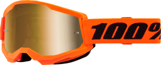 Dětské motokrosové brýle 100% STRATA 2 JUNIOR NEON ORANŽOVÉ se zlatým zrcadlovým objektivem