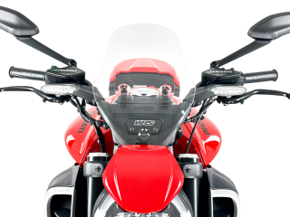 Plexi motocyklu WRS TOURING pro DUCATI DIAVEL V4 1200 ABS rok 2023, výška plexi 33,5 cm, šíře plexi 28 cm, barva čirá