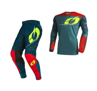 a Motokrosový komplet ONEAL HARDWEAR HAZE modrozelená/červená velikost 34 + L