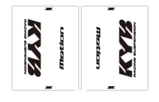 Sada polepů na tlumiče motocyklu KYB/Kayaba (DRC Motion Front Fork Decal) průhlevné, černé písmo