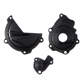 Sada kryt víčka spojky, zapalování a vodní pumpy POLIPSORT pro KTM SX-F 250/350 rok 2023-2024, barva černá  