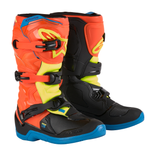 Dětské motokrosové boty ALPINESTARS TECH 3S JUNIOR barva oranžová/modrá/žlutá