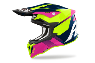 Motokrosová přilba AIROH STRYCKER BLAZER žlutá fluo/modrá/růžová lesklá