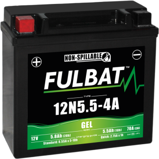 Gelová baterie FULBAT 12N5.5-4A GEL, 12 V 5.8 Ah (20hr) 70 A 5.5 Ah (10hr), rozměry 135x60x130 mm