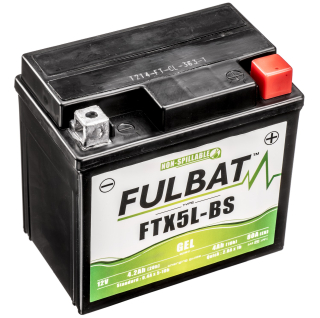 Gelová baterie / motobaterie FULBAT FTX5L-BS / FTZ6S GEL, 12V, 4AH, 80A, rozměry 113 x 70 x 105 mm