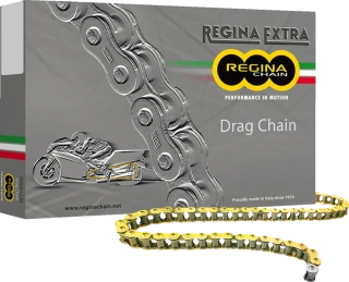 Motocyklový řetěz REGINA 530 DR GB článků 130C+RS, barva zlatá 