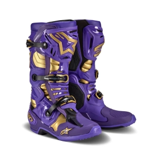 Motokrosové boty ALPINESTARS TECH 10 CHAMP LIMITOVANÁ EDICE FIALOVÁ/ZLATÁ