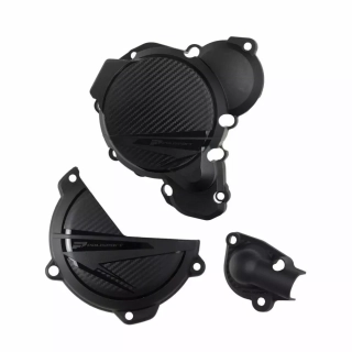 Sada kryt víčka spojky, zapalování a vodní pumpy POLISPORT COVER PROTECTOR pro HUSQVARNA TX 300 I rok 2023-2024 viz popis, barva černá