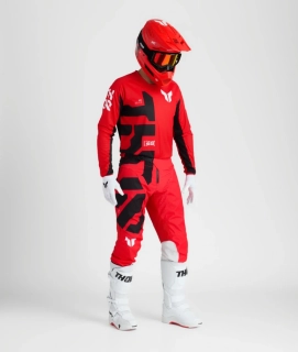 a Motokrosový / enduro komplet kalhot a dresu THOR LAUNCHMODE FORGE barva červená/černá velikost 34 + L 