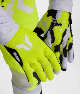 Motokrosové / MTB rukavice s jednovrstvou dlaní THOR SPORTMODE RIOT ACID barva acid lime/černá, pár
