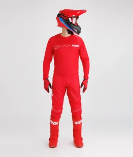 A Dětský motokrosový komplet kalhot a dresu THOR SECTOR RACEWEAR MINIMAL ČERVENÁ VELIKOST 26 + L