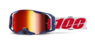 Motokrosové / enduro brýle 100% ARMATIC ČERNÁ/BÍLÁ zrcadlově červený objektiv, 50060-00006