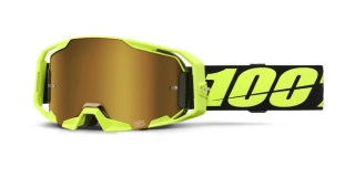 Motokrosové / enduro brýle 100% ARMATIC NEON ŽLUTÁ FLUO zrcadlový true zlatý objektiv, 50060-00004
