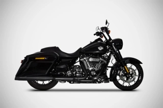 Homologované koncovky výfuku motocyklu ZARD SLIP ON MUFFLERS HOMOLOGACE E4 pro motocykl HARLEY DAVIDSON ROAD KING rok 2017-2020 viz popis, barva černá