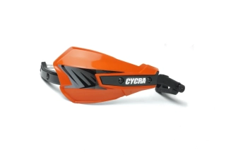 Chrániče páček / kryty rukou s hliníkovou výztuhou CYCRA VORTEX HAND GUARDS UNIVERSAL U-CLAMPS barva oranžová/černá, pár 