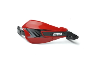 Chrániče páček / kryty rukou s hliníkovou výztuhou CYCRA VORTEX HAND GUARDS UNIVERSAL U-CLAMPS barva CG červená/černá, pár 