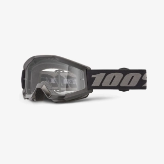 A Dětské motokrosové brýle 100% STRATA MINI BARVA ČERNÁ/ČEDÁ čiré sklo, VERZE MINI - PRO DĚTI DO 6-TI LET 