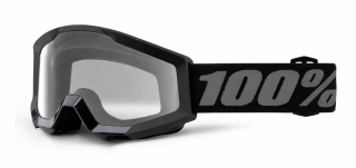 A Dětské motokrosové brýle 100% STRATA MINI BARVA ČERNÁ/ČEDÁ čiré sklo, VERZE MINI - PRO DĚTI DO 6-TI LET 