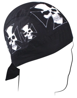 a Šátek na hlavu / pirátka ZANHEADGEAR Z529 SKULL barva černá/bílá