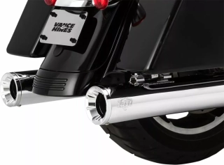 Koncovky výfuku VANCE & HINES ELIMINATOR 400 SLIP ON MUFFLERS typ 16714 pro HARLEY DAVIDSON FLHT/FLHTK/FLHX rok 2017-2024 viz popis, barva chrom, průměr 10 cm (4") 