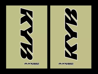a Sada polepů na tlumiče motocyklu BLACKBIRD RACING DECAL UPPER FORK KYB černá - sada 2 kusů