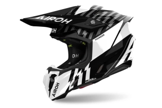 a Motokrosová přilba AIROH TWIST 3 THUNDER barva černá/bílá/šedá lesklá, velikost XXL pro obvod hlavy 63 cm