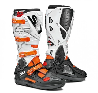 a Motokrosové boty SIDI CROSSFIRE 3 SRS barva černá/bílá/fluo oranžová velikost 43 , pár