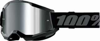 a Dětské motokrosové brýle 100% STRATA 2 ČERNÉ se stříbrným zrcadlovým objektivem