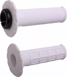 Gripy pro elektronické/koloběžkové/motocyklové plynové systémy ODI GRIP UNIVERSAL LOCK-ON SET, HALF-WAFFLE MX barva bílá
