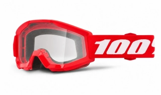 A Dětské motokrosové brýle 100% STRATA MINI RED čiré sklo, VERZE MINI - PRO DĚTI DO 6-TI LET 