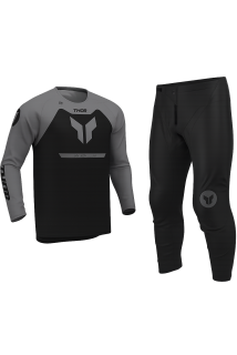Dětský motokrosový komplet kalhot a dresu THOR RIDEMODE RACEWEAR MENACE barva černá/šedá 