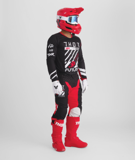 Motokrosový / enduro komplet kalhot a dresu THOR LAUNCHMODE FUTURA barva černá/červená 