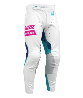 Motokrosové / enduro kalhoty THOR LAUNCHMODE BLEACH barva bílá/aqua