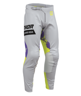 Motokrosové / enduro kalhoty THOR LAUNCHMODE BLEACH barva šedá/acid/fialová