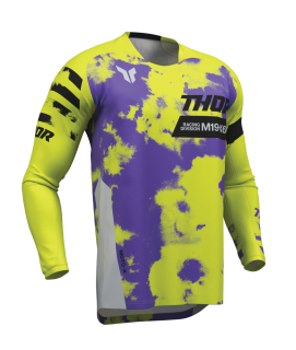 Motokrosový / enduro dres THOR LAUNCHMODE BLEACH barva šedá/acid/fialová