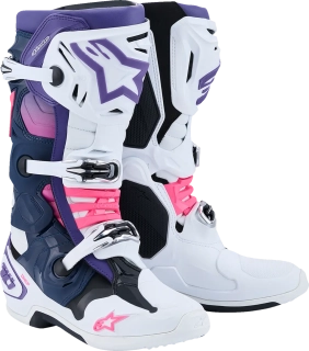 Motokrosové boty s vnitřní botičkou ALPINESTARS TECH 10 barva bílá/fialová/růžová 26